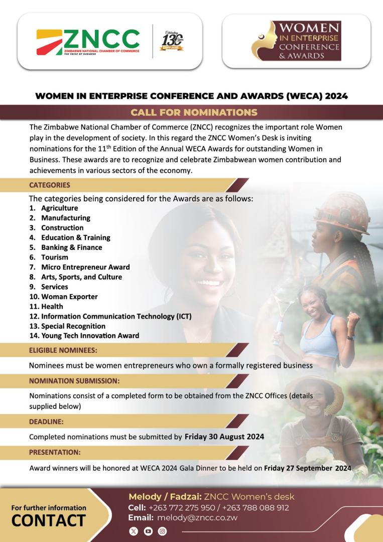 Call for Nominations: Women in Enterprise Conference and Awards (WECA) 2024